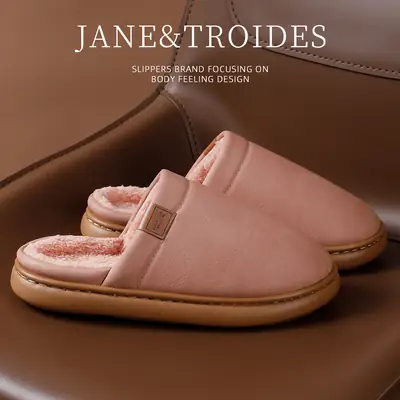 Women's Winter 2026 New Style Indoor Home Waterproof Non-Slip Plush Warm Couple's Cotton Slippers for Men