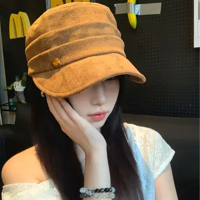 Japanese Style Pleated Duckbill Hat for Women Maroon