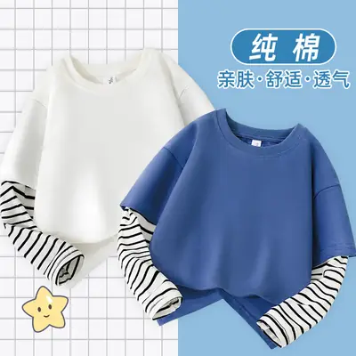 Boys Pure Cotton Long Sleeve T-Shirt Blue Zebra Striped