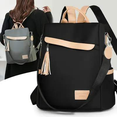 Women's Black Anti-Theft Backpack Large Capacity Urban Commuter