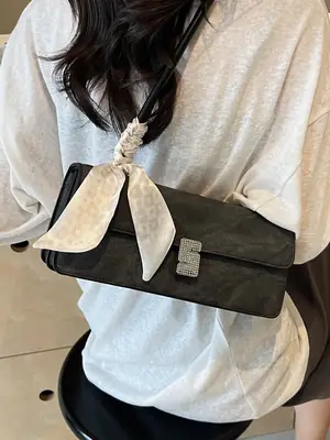 Women Satchel Bag with Bow Trim Black 2025 New Style