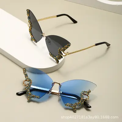 Butterfly-Shaped Diamond Sunglasses for Women