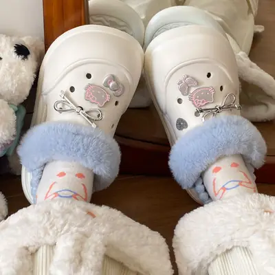 Pink Plush Winter Slippers for Women