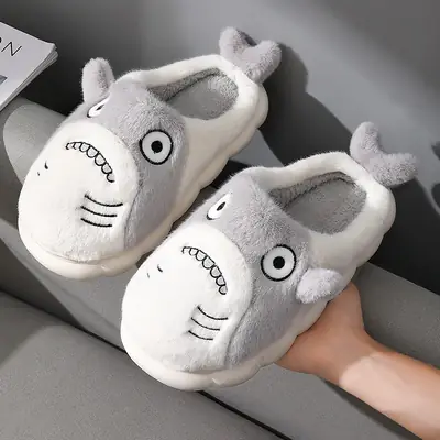 Cartoon Cute Little Fish, Cute and High-End Cotton Slippers, Plush, Warm and Thickened, High-Looking, Warm Cotton Slippers