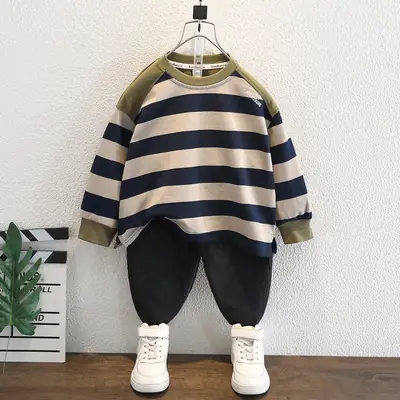 Boys Striped Long Sleeve T-Shirt Spring Autumn Casual Top