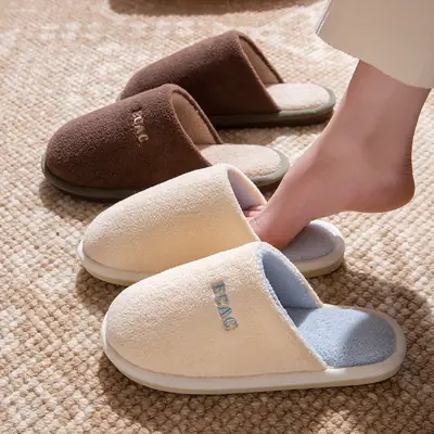 2025 New Cotton Slippers for Women, Winter Home Use, Indoor Couples, Thick-Soled Non-Slip Warm Woolen Cotton Slippers for Men