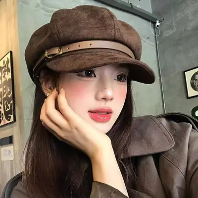 Japanese Retro Brown Duckbill Beret for Women