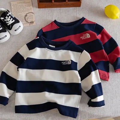Children Striped T-Shirt Boys Blue White Medium