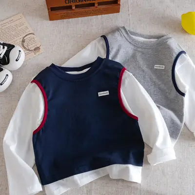 Kids Grey White Long Sleeve T-Shirt 2025