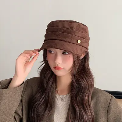 Gold Label Suede Flat Cap Women Autumn Winter New Elegant Retro