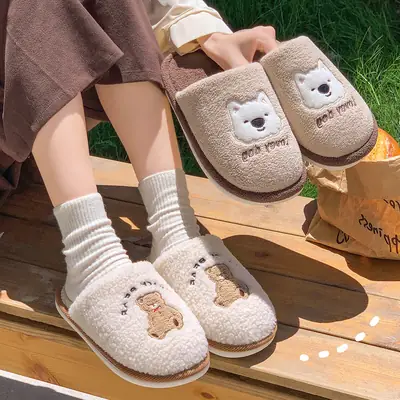Cute Cartoon Slippers for Women Winter Indoor Couple