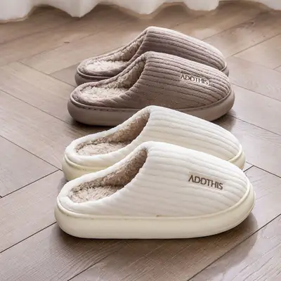 Furry Cotton Slippers for Women Winter Warm Non-Slip