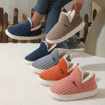 Cross-Border One-Click Drop Shipping, Specially Designed for Velvet Cotton Shoes and Bags, Indoor Home Comfort and Warm Cotton Slippers for Couples in Winter