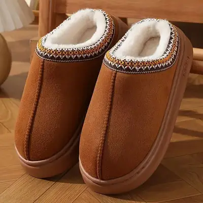 Cotton Slippers for Women, Half-Pack Thick-Soled Non-Slip Lightweight Warm Ultra-Thick Cotton Slippers for Couples, Home Cotton Shoes