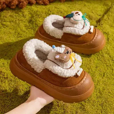 Winter Furry Slippers for Girls Fleece Lined Snow Boots