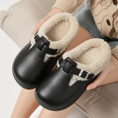 Women Closed-Toe Warm White Slipper