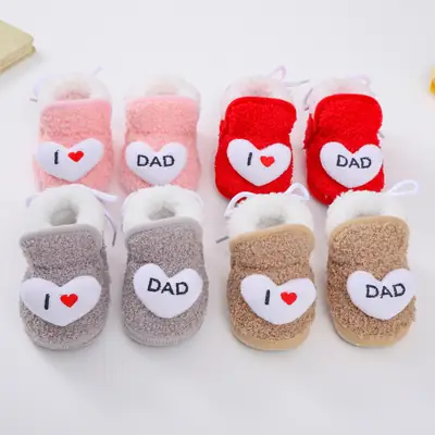 Winter Fleece-Lined Thickened Baby Anti-Slip Warm Toddler Cotton Shoes, Non-Slip Newborn Baby Shoes for 3-6-12 Months