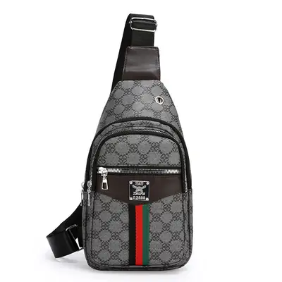Unisex Pu Texture Shoulder Bag with Red Green Stripe
