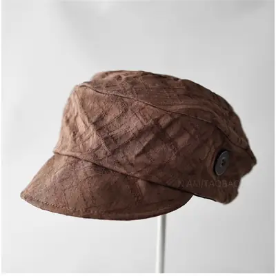 Black Korean Style Button Duckbill Cap for Women