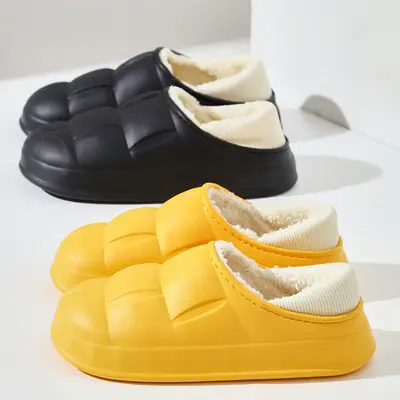 Pink Fleece Lined Eva Slippers Winter Warm Non-Slip