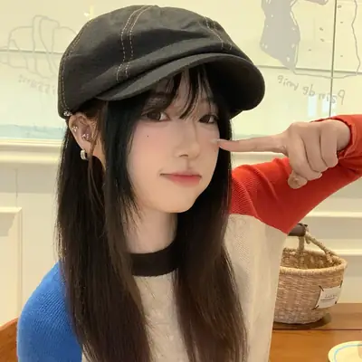 Women Denim Beret Face-Slimming Duckbill Cap Spring Autumn