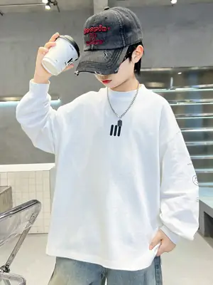 Children's Long Sleeve T-Shirt White Cotton Spring 2026