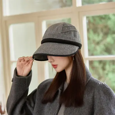 Women Wool Peaked Cap Windproof Warm Winter Hat