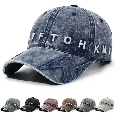 NYFTACH Washed Letter Embroidered Duckbill Cap