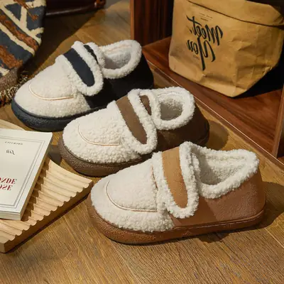 Girls Warm Cotton Loafers with Velcro Closure