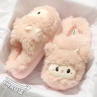 Cute Furry Women Slippers for Winter Indoor Wear