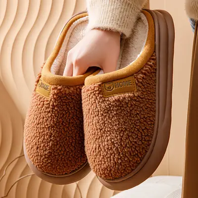 Women Winter Plush Cotton Slippers Thickened Non-Slip