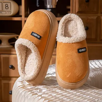 Women's Winter 2026 New Style Home Indoor Thick-Soled Warm Non-Slip Plush Slippers for Men