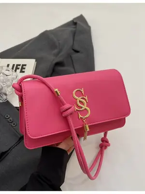 Pink Gold Logo Shoulder Bag for Women