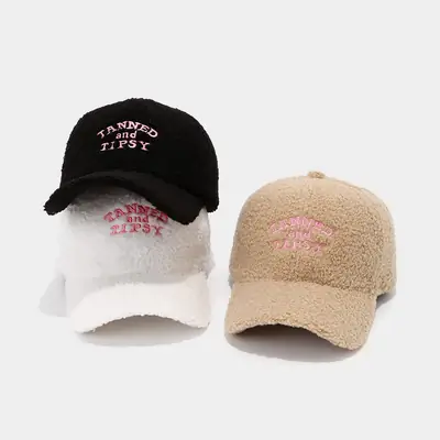 Women Warm Embroidered Baseball Cap Pink Letter