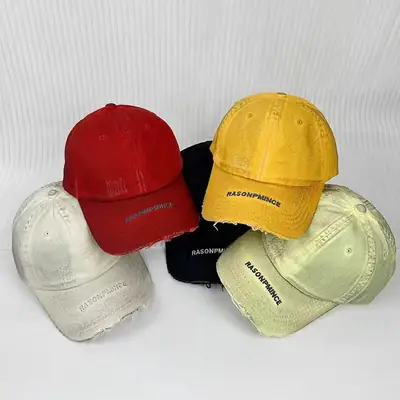 Women's Pink Distressed Baseball Cap with Brand Logo