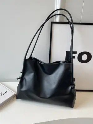 Black Leather Shoulder Bag for Women 2025 New
