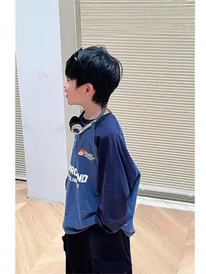 Children's Blue Pure Cotton Long Sleeve T-Shirt