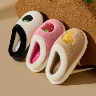 Cute Cartoon Fleece Slippers Women Pink Strawberry