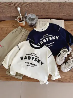 Pure Cotton Kids Long Sleeve T-Shirt White Navy Baby Boys