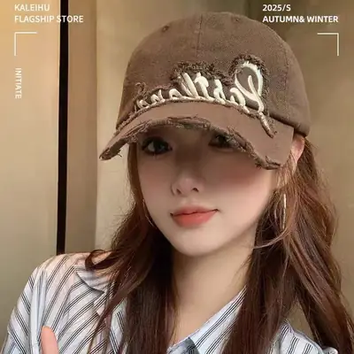 Black Embroidered Fashion Cap for Women