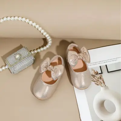 Cross-Border Foreign Trade Baby Gold Toddler Shoes European and American Style Infant Shoes Princess Shoes Girls' Flats Artistic Retro Children's Shoes