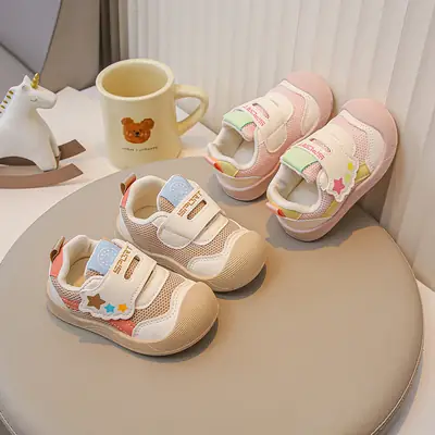 Children's Non-Slip Toddler Shoes 2025 Summer Soft Sole Breathable Baby Girl Mesh Shoes Baby Shoes Casual Sports Shoes