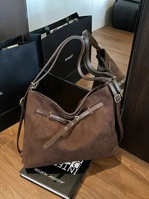 Maillard Suede Shoulder Messenger Bag Brown 2024