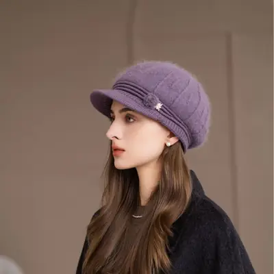 Pink Woolen Hat for Women Winter Warm Knitted