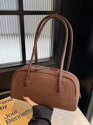 Women's Brown Suede Shoulder Bag Large Capacity 2025