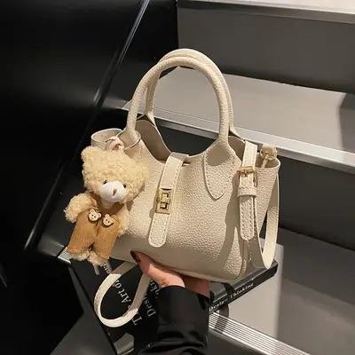 Women's Beige Leather Shoulder Crossbody Bag 2026