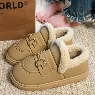 Women Plush Loafers Winter Warm Anti-Slip