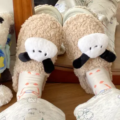 2025 Cute Pacha Dog New Cotton Slippers Warm Baotou Home
