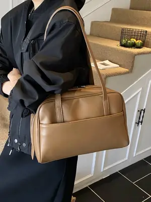Retro Brown Shoulder Bag Large Capacity Women's Niche Texture