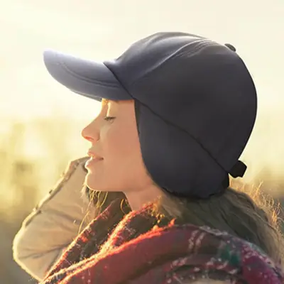 Men's Black Wool Lined Baseball Cap with Ear Flaps